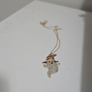 Source Unknown Ghost Pendant Necklace with Orange and Black Accents